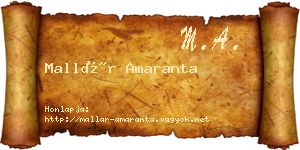 Mallár Amaranta névjegykártya